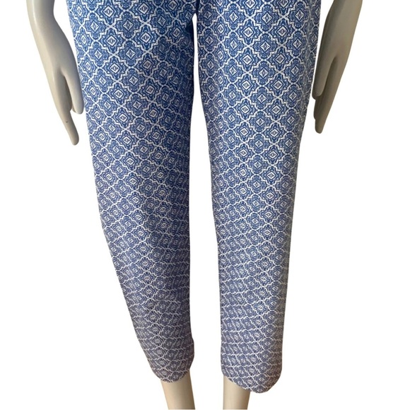 PURE COLLECTION Geo Print Cotton Capri Pants Blue and White - Picture 13 of 16